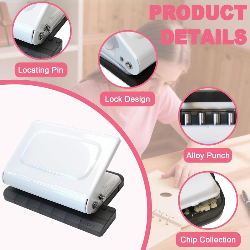 Silvaxis 10 Hole Punch Binding Machine for Planner, Manual Binding System with 10 Multi-Color Binder Rings for Making 26 Holes on B5, 30 Holes on A4, 20 Holes on A5 Book, 10 Sheet Capacity - White - Image 3